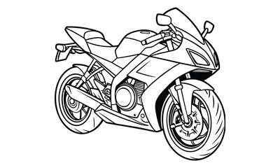 Fototapeta premium Kawasaki Ninja Kids silhouette and vector line art t shirt design, intricate detailed drawing, adult coloring pages, printable art for stress relief and relaxation, high-quality illustration.