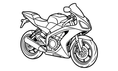 Obraz premium Kawasaki Ninja Kids silhouette and vector line art t shirt design, intricate detailed drawing, adult coloring pages, printable art for stress relief and relaxation, high-quality illustration.