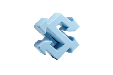 3D light blue abstract geometric figure isolated on black