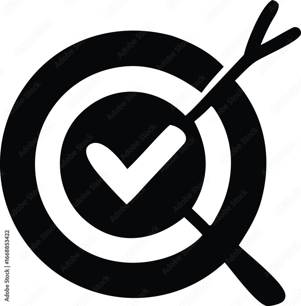 Poster successful target achieved check mark symbol represents accuracy goal completion and precision with 