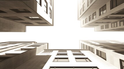 Modern Building Architecture Sepia Tone Low Angle View