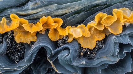 Abstract Blue and Orange Mineral Formation Closeup