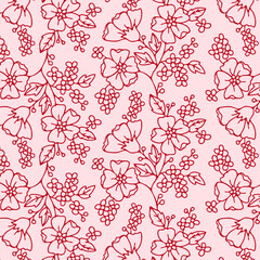 Magnolia Peony Camellia Carnation Seamless Vector Pattern, Modern Victorian Rose Style 
