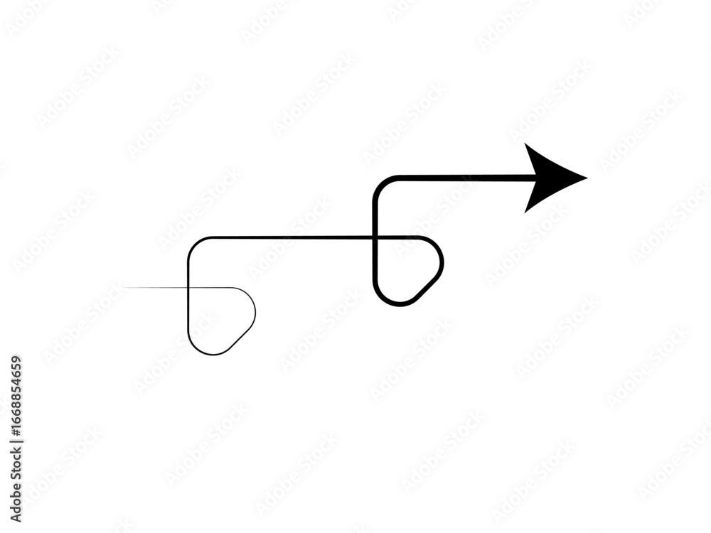 Poster a black arrow with a winding path leading to its arrowhead, symbolizing progress or a journey.