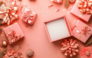 Elegant Pink Gift Boxes Festive Holiday Background