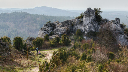 Góra Zborów in the Kraków-Częstochowa Upland with limestone rocks and scenic view.