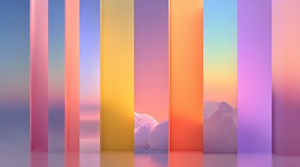 A series of colorful rectangles, each with a different color, creating a vibrant and lively atmosphere. The colors are arranged in a way that suggests a sense of movement and energy