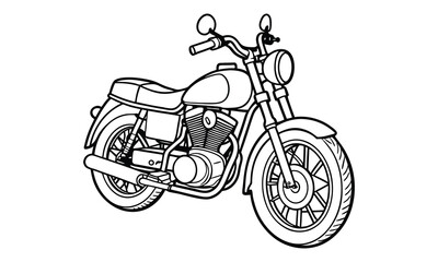 Royal Enfield Classic Kids silhouette and vector line art t shirt design, intricate detailed drawing, adult coloring pages, printable art for stress relief and relaxation, high-quality illustration.
