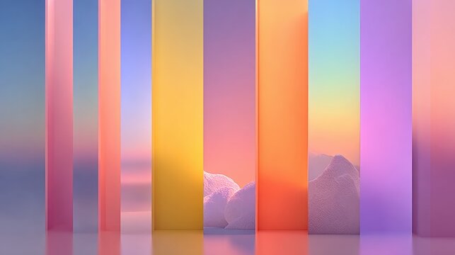 A series of colorful rectangles, each with a different color, creating a vibrant and lively atmosphere. The colors are arranged in a way that suggests a sense of movement and energy