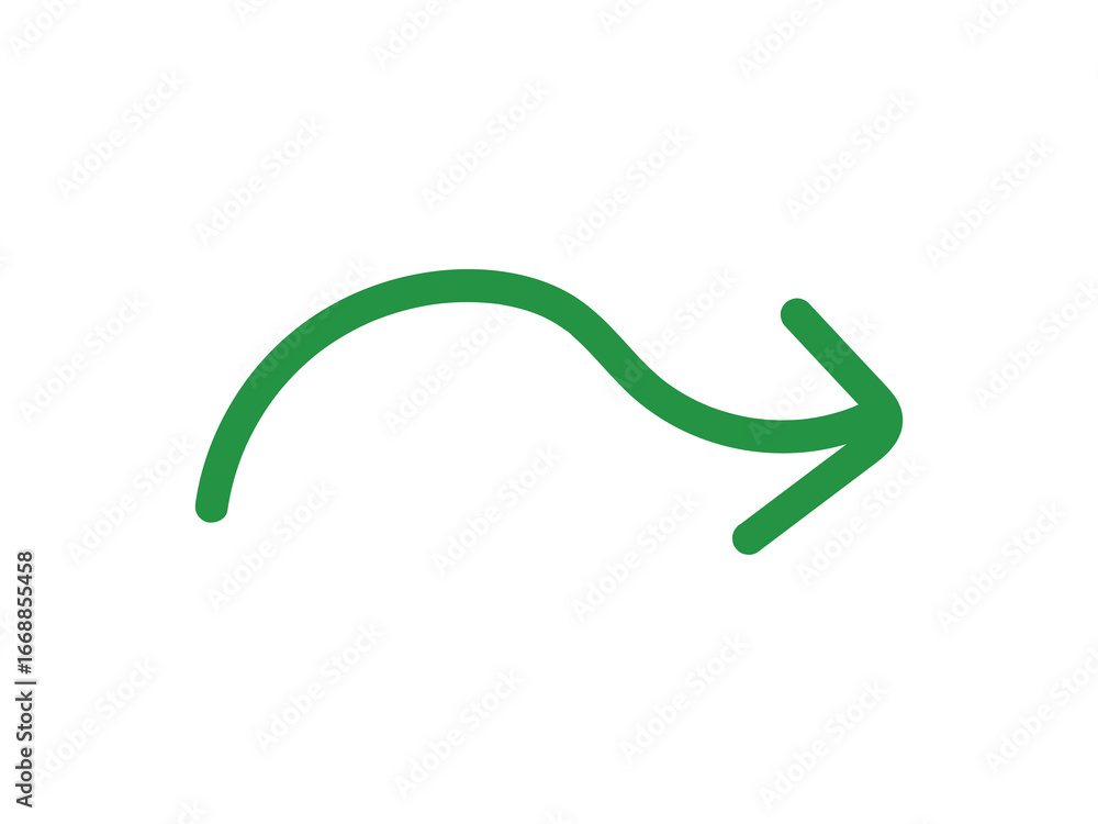 Poster dynamic green arrow curving rightwards against bold black backdrop showcasing vector path and direct
