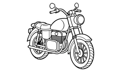 Obraz premium Royal Enfield Classic Kids silhouette and vector line art t shirt design, intricate detailed drawing, adult coloring pages, printable art for stress relief and relaxation, high-quality illustration.