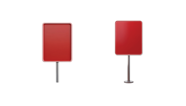 Minimalist red signboards on black background for design mockup
