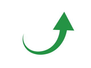 Illustrative Green Arrow Ascending with Sleek Curve on a Plain Black Background for Versatile Uses