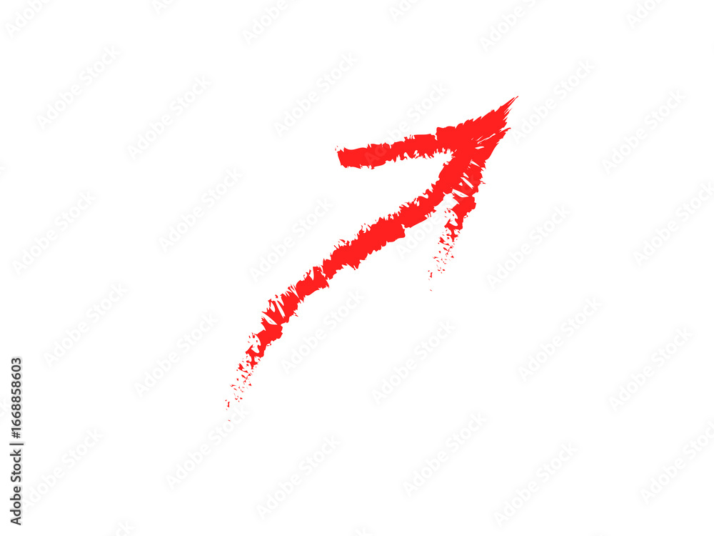 Aufkleber bold red arrow painted with brush strokes points dynamically upward on a solid black backdrop