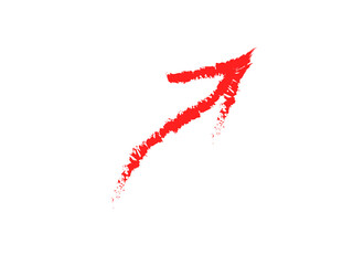 Bold Red Arrow Painted with Brush Strokes Points Dynamically Upward on a Solid Black Backdrop