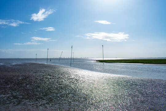 Nordseek&uuml;ste von Fedderwardersiel bei Ebbe am Morgen