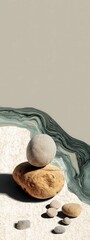 Balanced Stones on Stylish Textured Surface