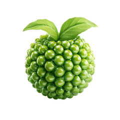 Green pea sphere with leaves, vibrant, healthy, isolated on black