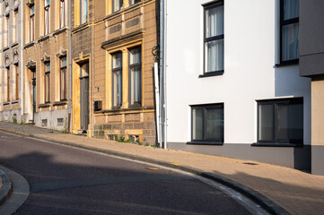 The bending ruele Darche, a residential street in Arlon, Province de Luxembourg, Belgium