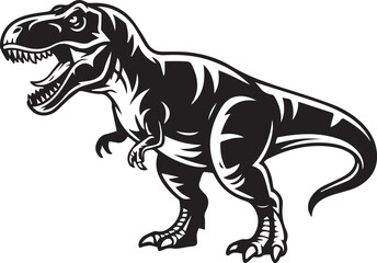 black and white vector illustration of tyrannosaurus rex dynamic pose detailed shading muscle texture © AIcon Star