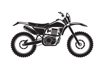 Obraz premium monochrome vector silhouette of dirt bike with visible exhaust pipe and detailed parts for motorsport presentations