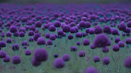 Vibrant Purple Allium Flower Field Landscape
