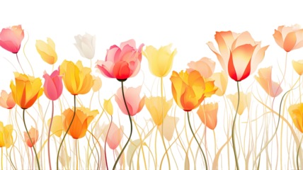 Elegant floral watercolor tulip bouquet illustration on white background
