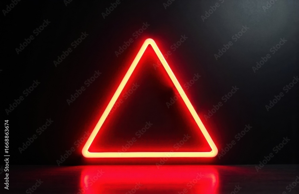 Poster a red neon triangle glowing against a dark background creating a striking visual effect