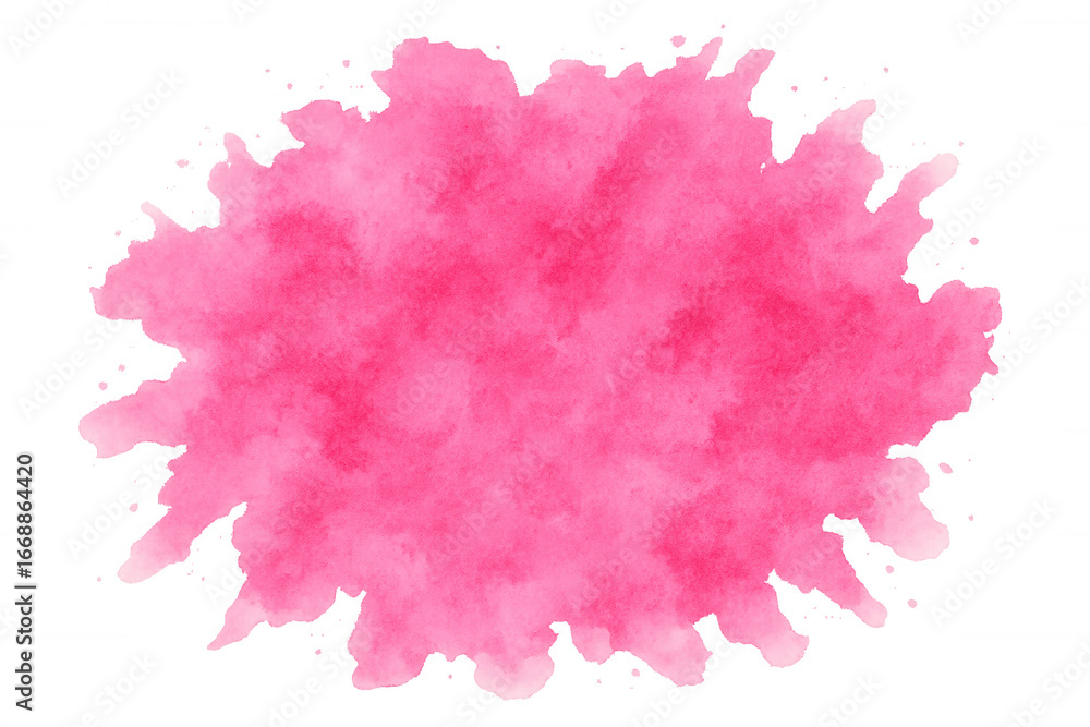 Poster vibrant pink watercolor splash creating an abstract shape on a transparent background, ideal for add
