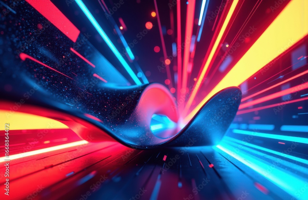 Poster futuristic light streaks creating dynamic motion effect with vibrant neon colors