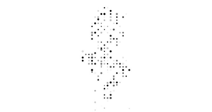 Generative Illustration of Falling Colors Creating Tunisia Map Shape
