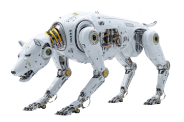 Futuristic robotic dog with visible internal mechanics