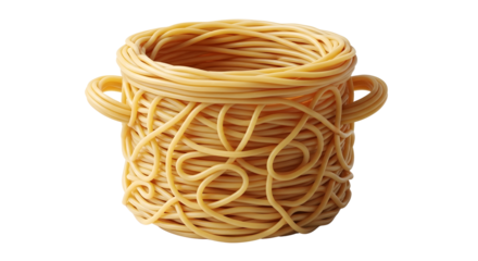 Pasta pot with two handles on a transparent background featuring a playful design
