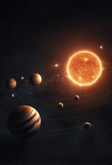 Solar system, planets orbiting star