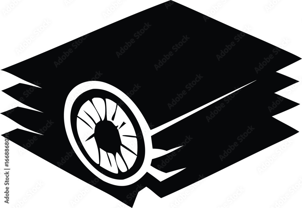Poster abstract geometric design with a spoked wheel motif representing movement innovation and futuristic 