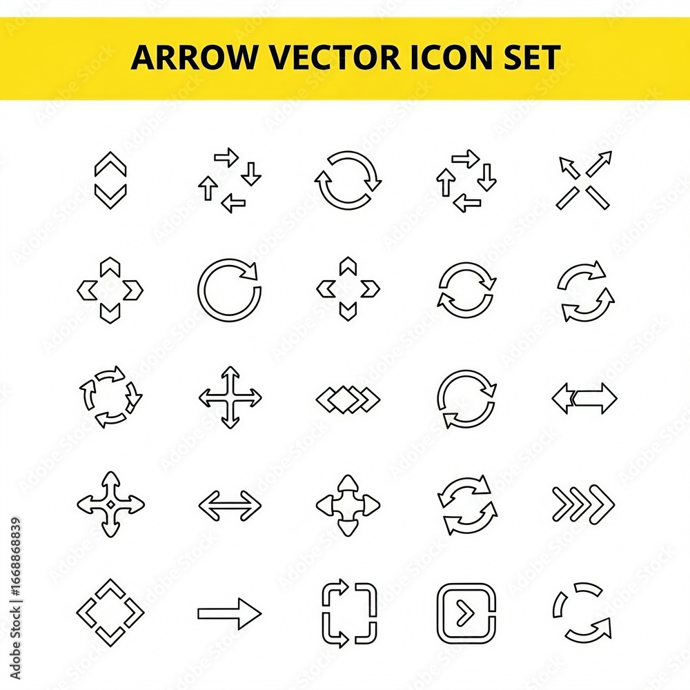 Poster arrow vector icon set isolated on white background for web design, app, and graphic projects with va