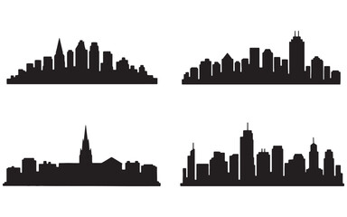 Naklejka premium City skyline silhouette isolated on white background with modern buildings and skyscrapers