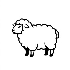 Illustration of a fluffy sheep, isolated on white background, representing farm animals and rural agriculture
