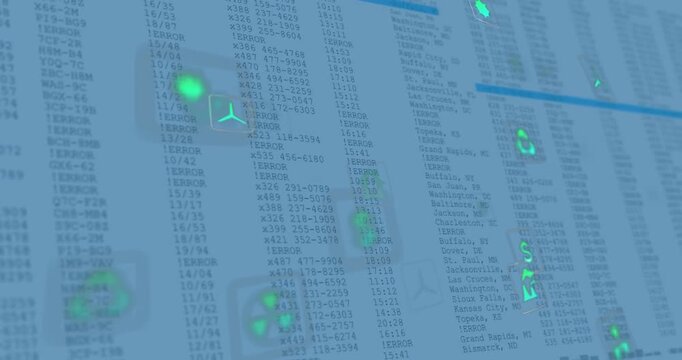 After icons appearing green power icons floating while blue scan bar sweeping for selecting metrics