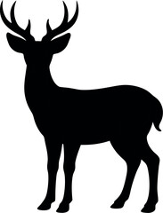 Deer silhouette vector in white background.