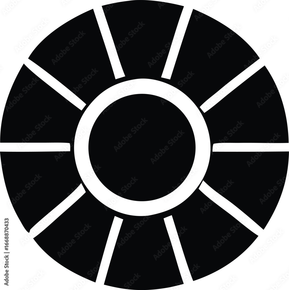 Poster abstract circular design with radial spokes and inner circle for modern branding and graphic project