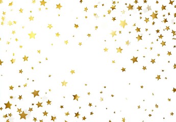 Gold stars confetti on white background
