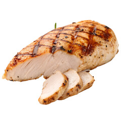 A grilled chicken breast isolated on a transparent background