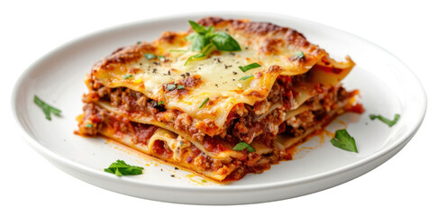 PNG Lasagna on a white plate pasta food traditional.