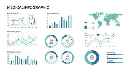 Obraz premium Medical Infographic with Health Analytics Charts and Global Data Visualization