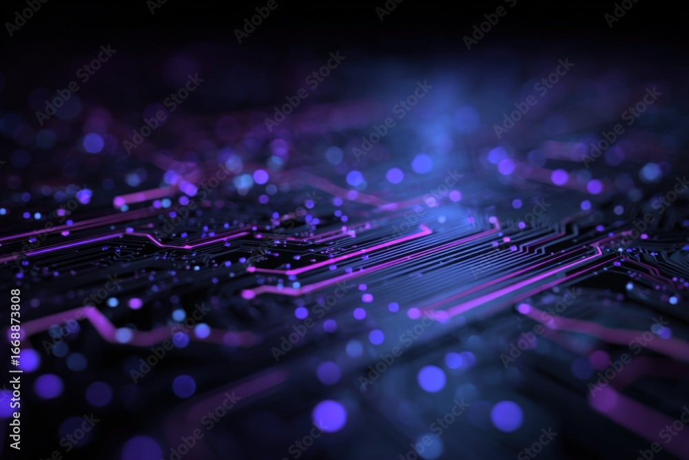 Aufkleber abstract circuit board design with glowing traces, high-tech digital background for technology conce