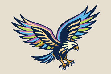 Colorful Eagle Flying with Wings Spread Wide bird