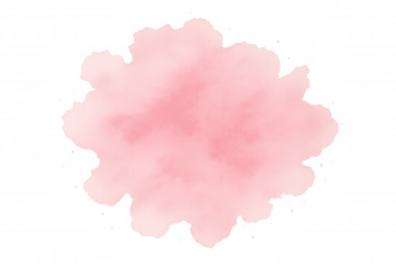 Soft pink watercolor stain creating an abstract, artistic shape on a transparent background, perfect for adding a touch of elegance to designs