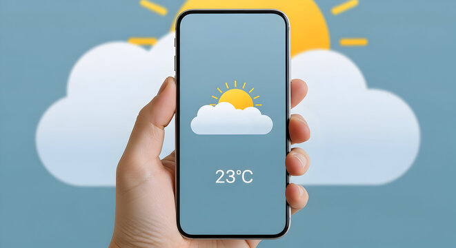 Sunny Day Ahead: Checking the Weather Forecast on a Smartphone - Powered by Adobe