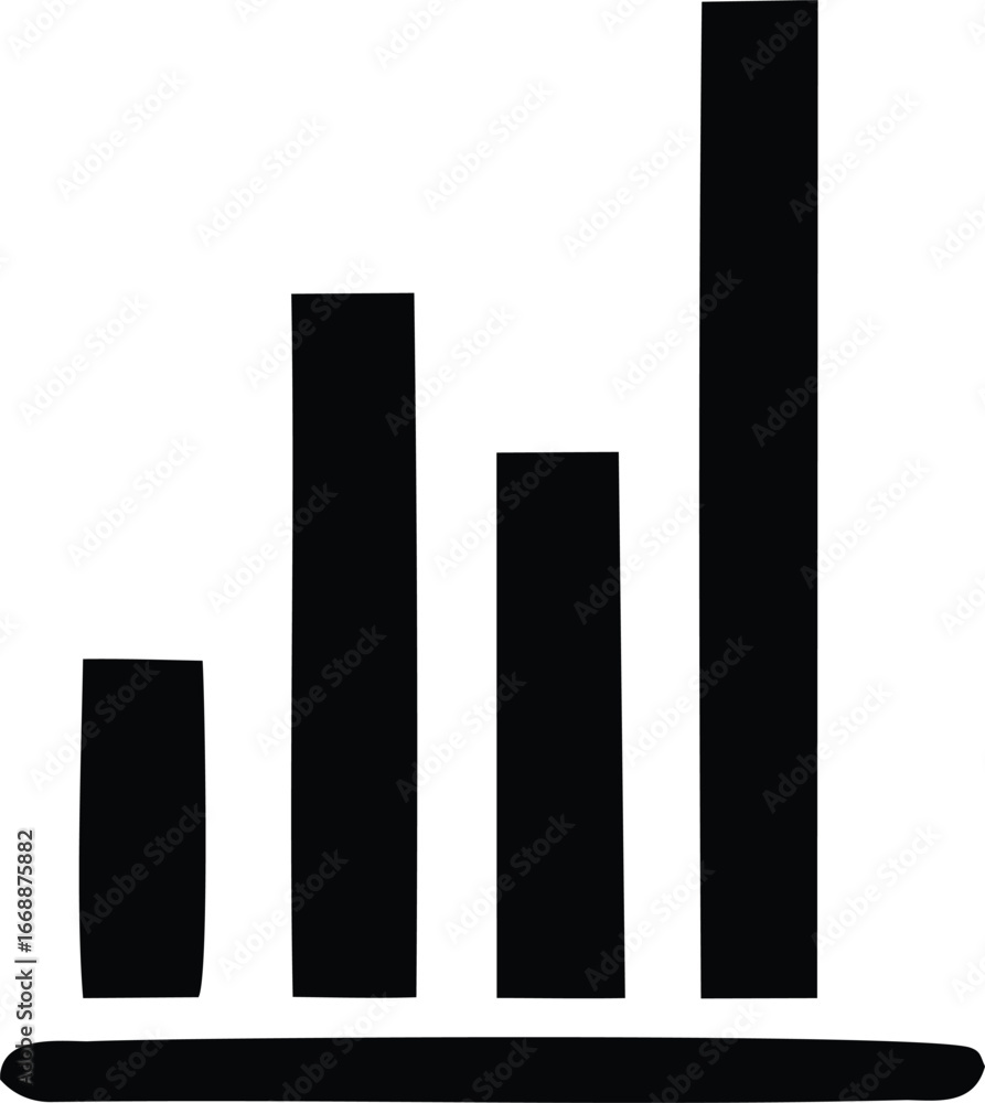 Poster simple black bar chart representing growth and data visualization